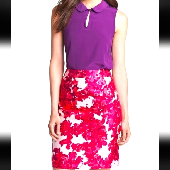 Kate Spade Jordan Silk Blend Berry Moody Floral Pencil Skirt - Picture 2 of 11